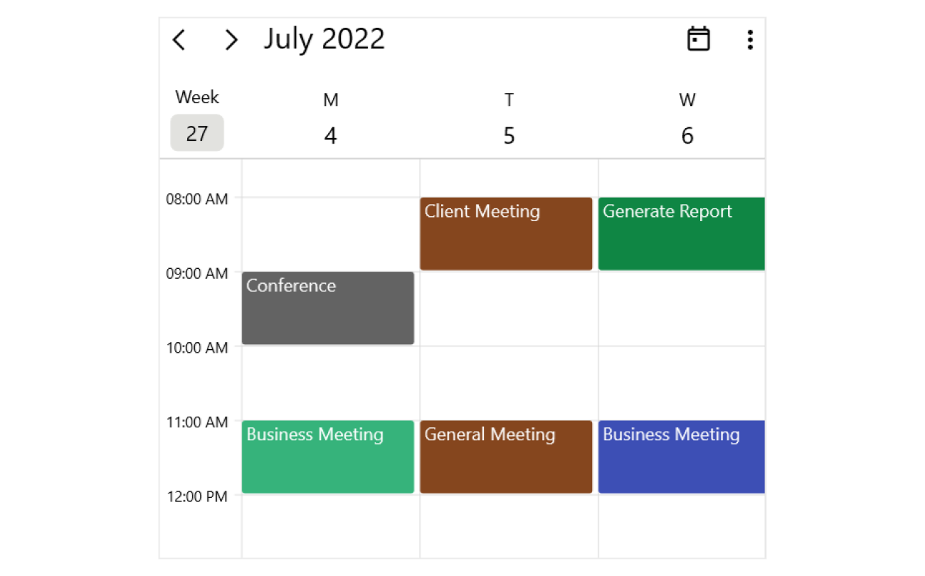 Number of days visible in the .NET MAUI Scheduler timeslot views