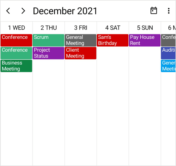 Timeline month view appointments in the .NET MAUI Scheduler