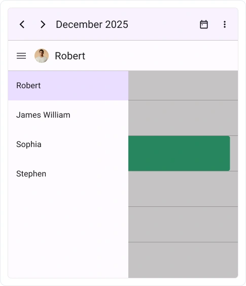 Adaptive header resource view for mobile platforms in the .NET MAUI Scheduler.