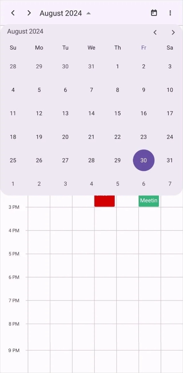 Show date picker in the .NET MAUI Scheduler.
