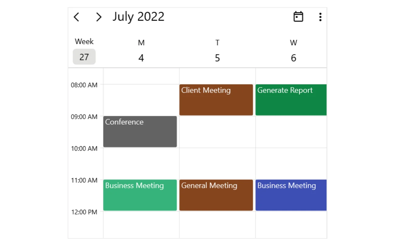 Number of days visible in the .NET MAUI Scheduler time slot views.