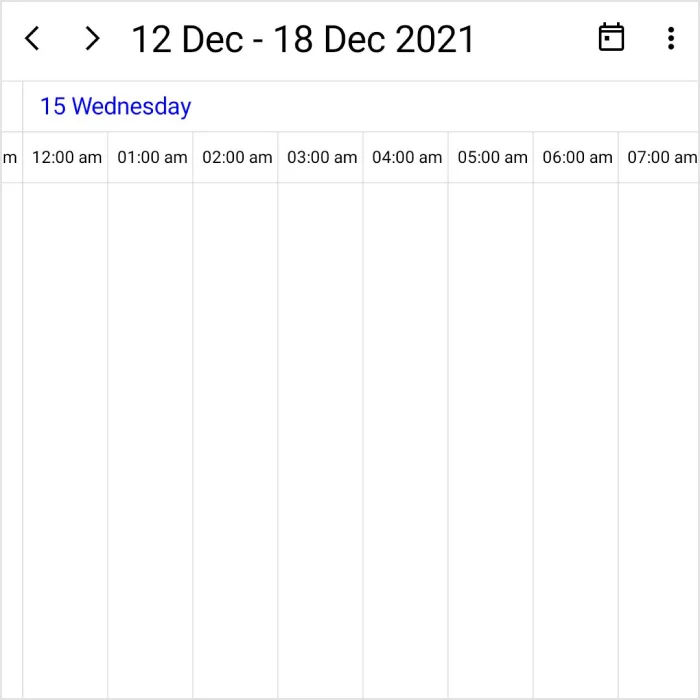 Timeline week view in the .NET MAUI Scheduler.