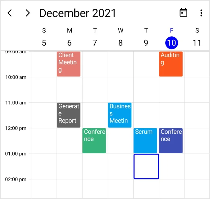 Week view appointments in the .NET MAUI Scheduler.