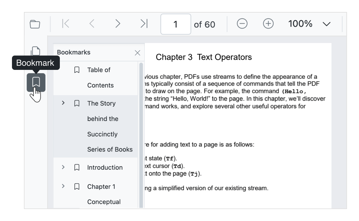 Bookmark navigation using Angular PDF Viewer.