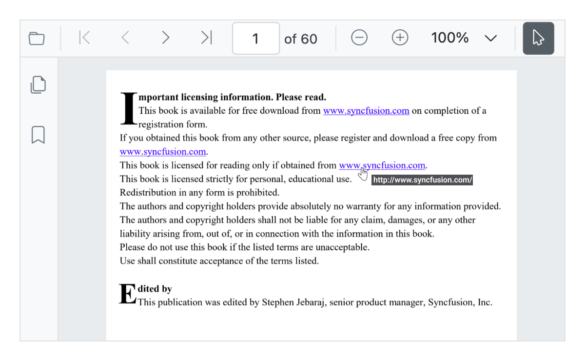 Hyperlink navigation using Angular PDF Viewer.