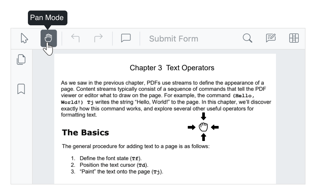 Panning mode in Angular PDF Viewer.