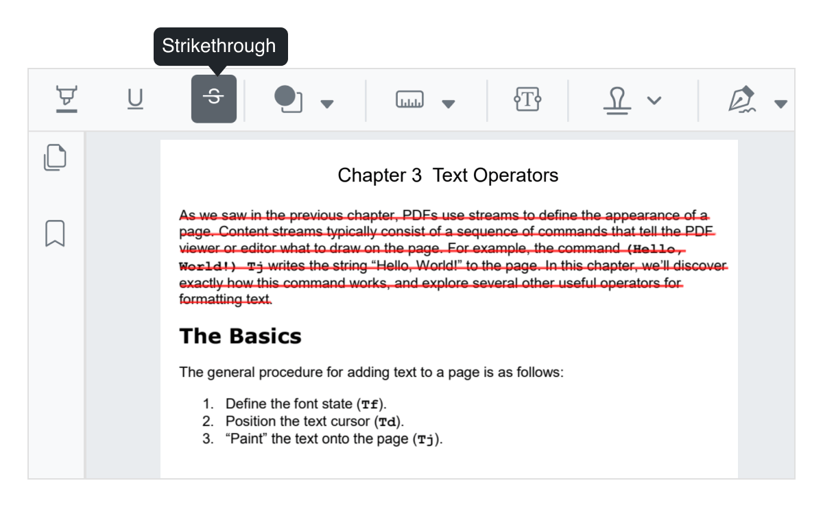 ASP.NET Core PDF Viewer Strikethrough