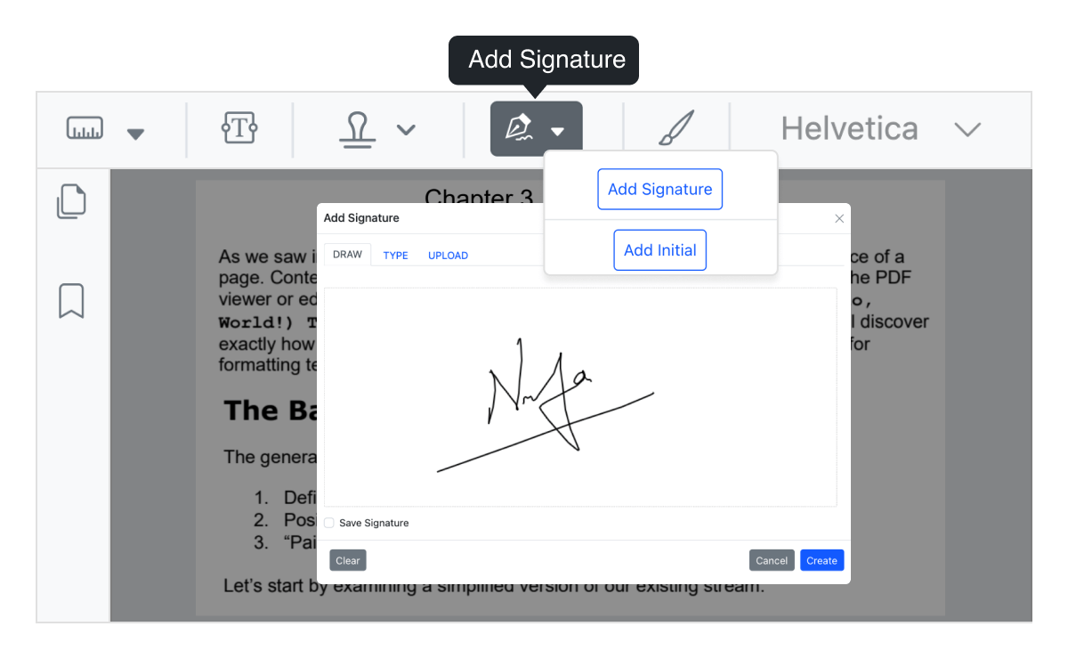 ASP.NET MVC PDF Viewer Handwritten Signature