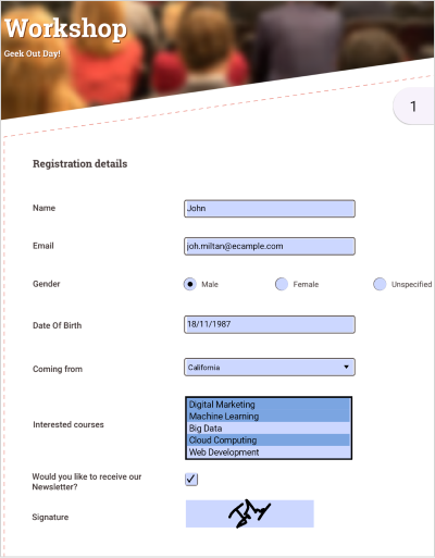Form filling in .NET MAUI PDF Viewer.