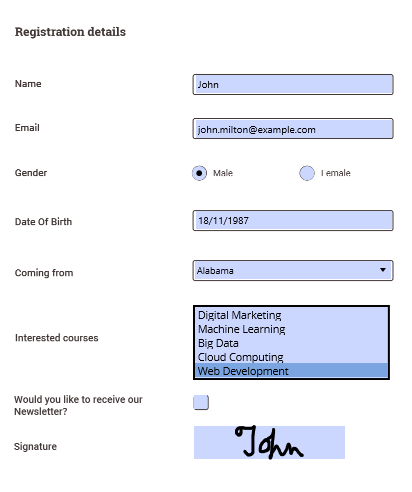 Form filling in .NET MAUI PDF Viewer.