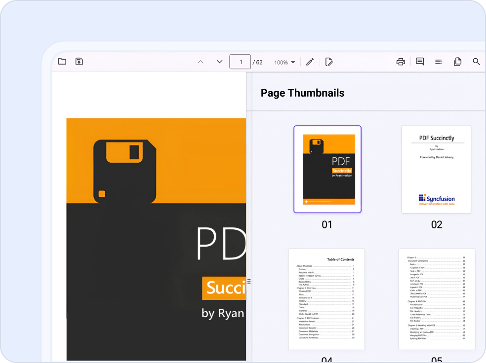 Thumbnail previews navigation in .NET MAUI PDF Viewer.