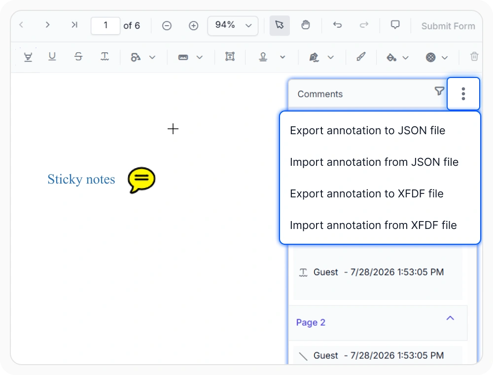 Import and export PDF annotations