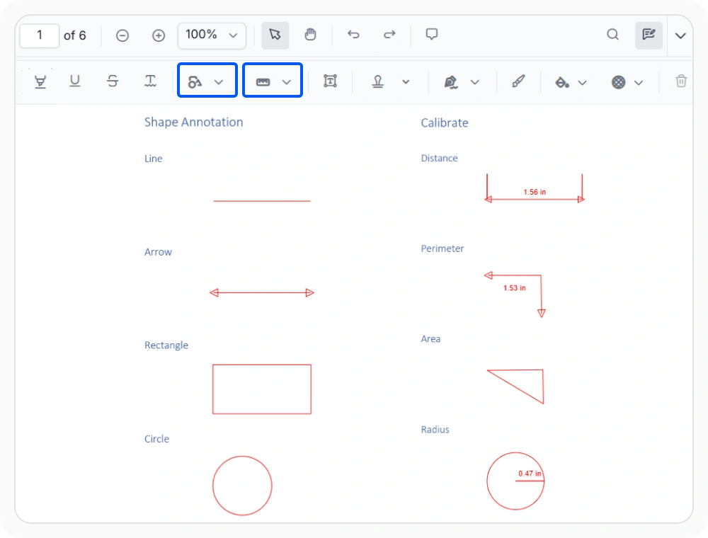 React PDF Viewer shape and measurement annotations