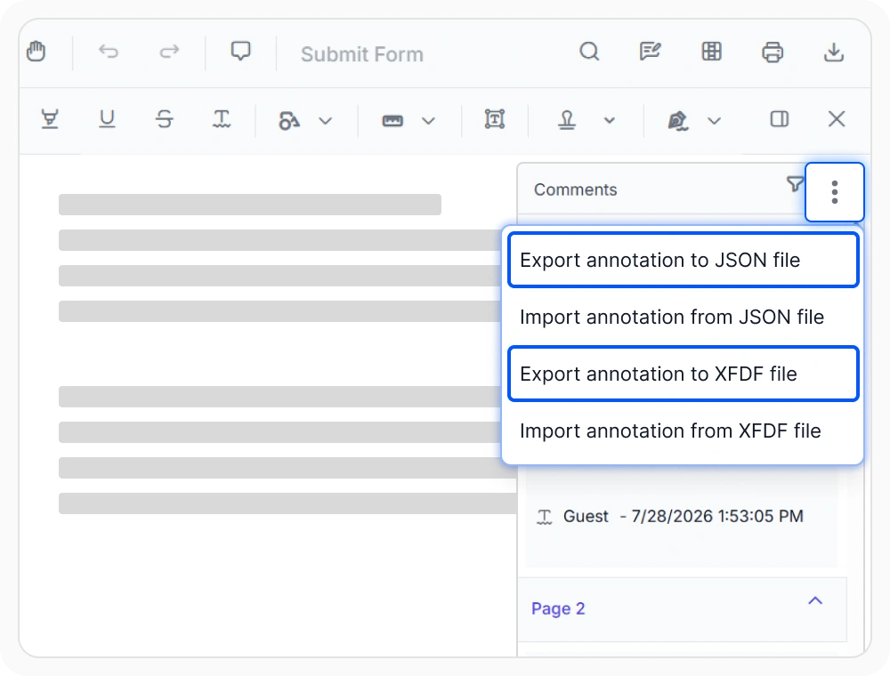 Annotation export in the Syncfusion React PDF Viewer