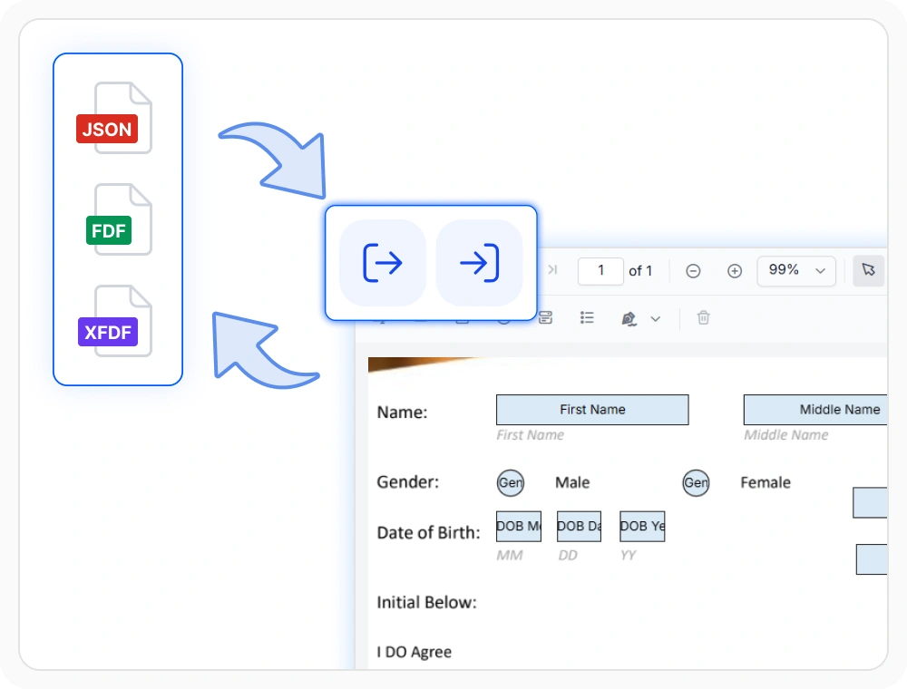 Import and export PDF form data
