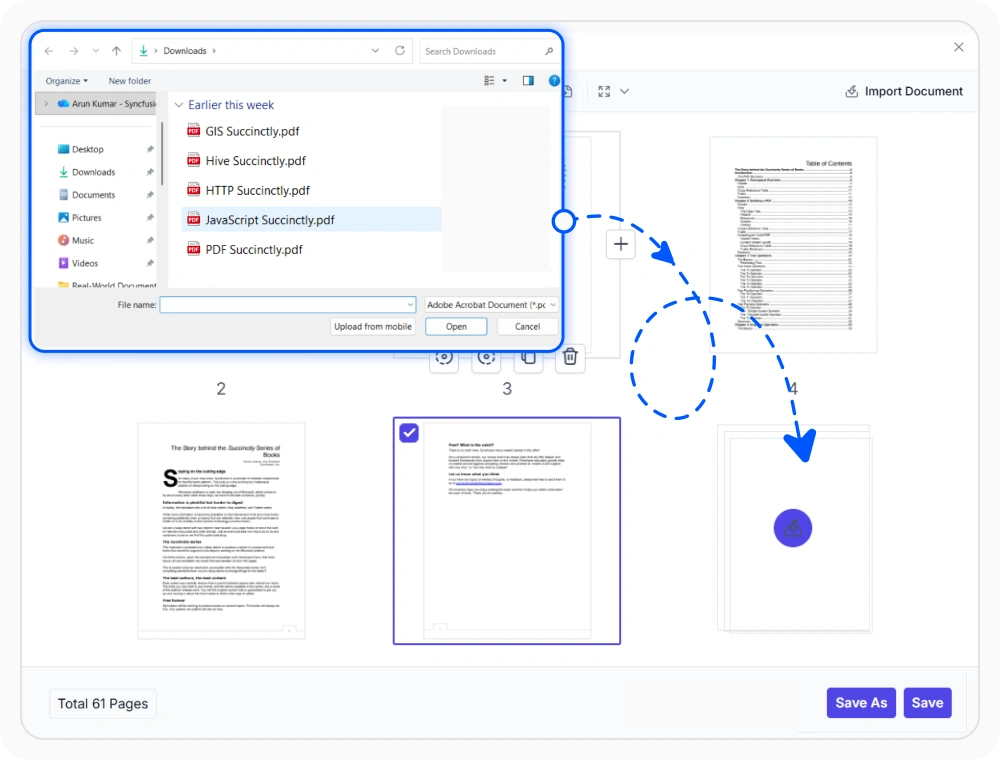 React PDF Viewer showing imported pages from an external PDF