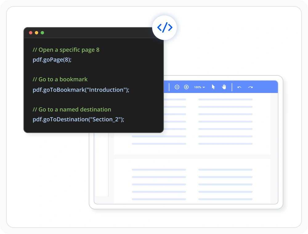 Control PDF navigation programmatically