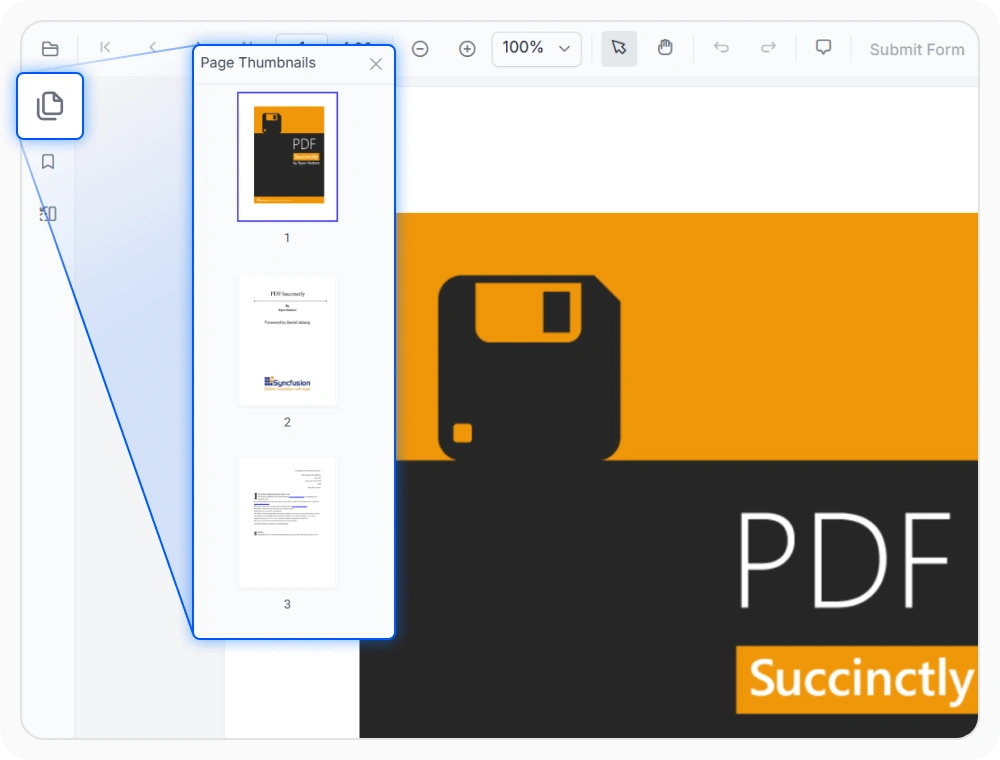 React PDF Viewer thumbnail panel