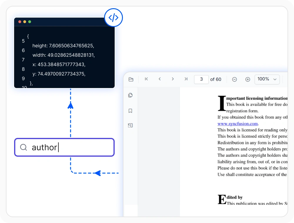 Find text and coordinates in React PDF Viewer