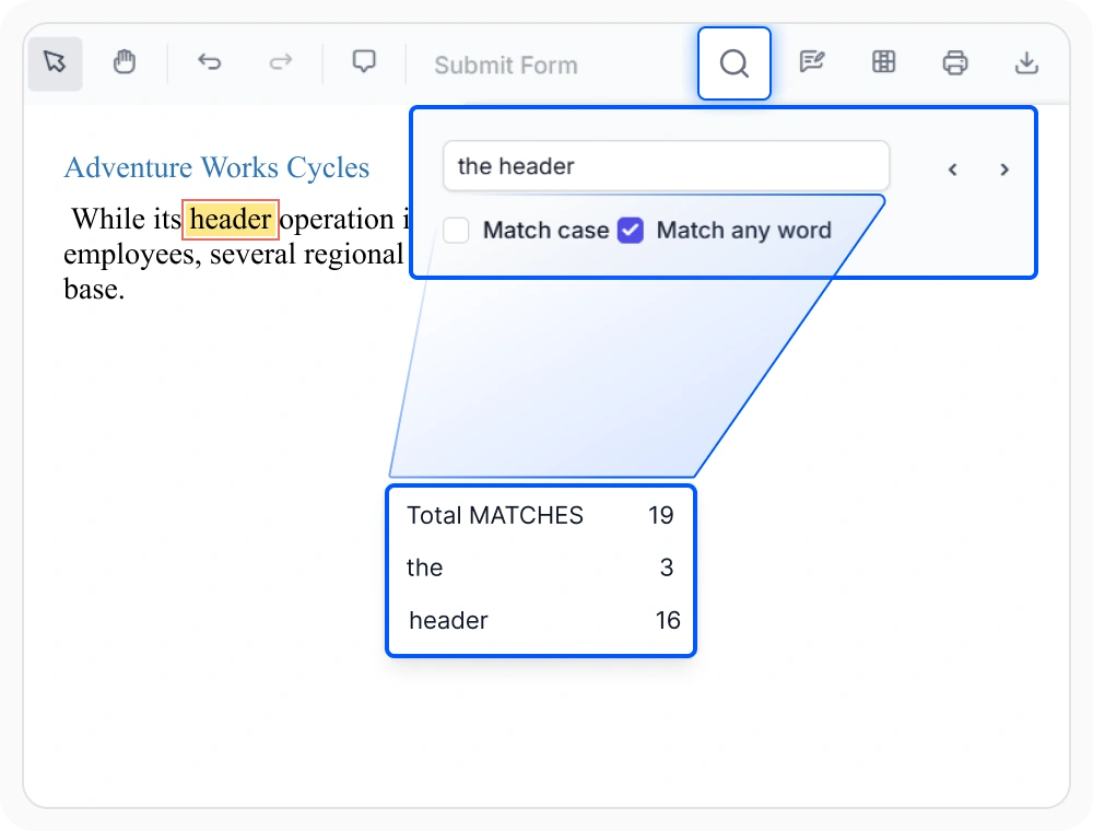 Match any word search in React PDF Viewer