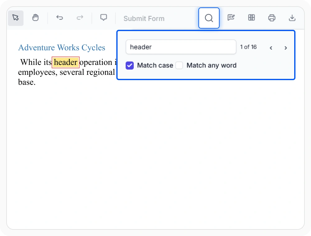 Match case search in React PDF Viewer