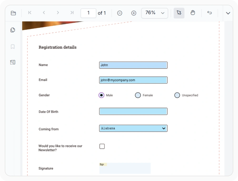 React PDF Viewer form field customization