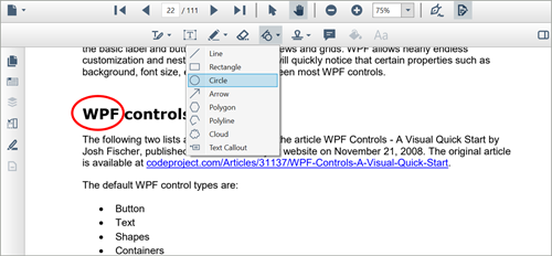 Draw ellipses in PDF files using WPF PDF Viewer.
