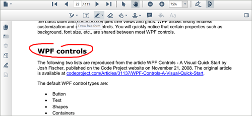 Draw freehand in PDF files using PDF Viewer.
