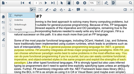 Highlight text in PDF files using WPF PDF Viewer.