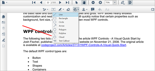 Draw lines in PDF files using WPF PDF Viewer.