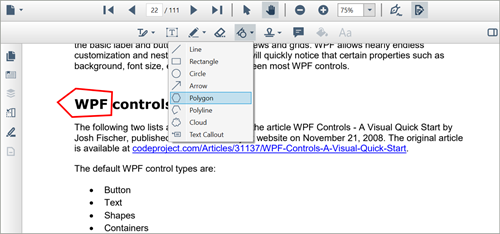 Draw polygons in PDF files using WPF PDF Viewer.