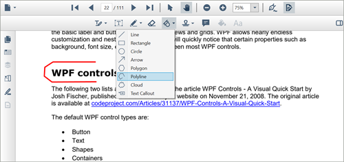 Draw polylines in PDF files using WPF PDF Viewer.