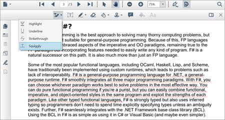 Squiggly text in PDF files using WPF PDF Viewer.