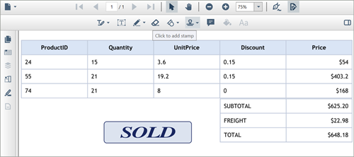 Add stamps to PDF files using WPF PDF Viewer.