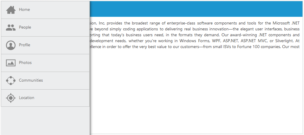 Overview of PHP Navigation Drawer Control