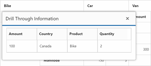 Drill through raw data in PHP pivot grid control