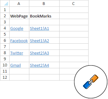 hyperlinks and bookmarks for spreadsheet