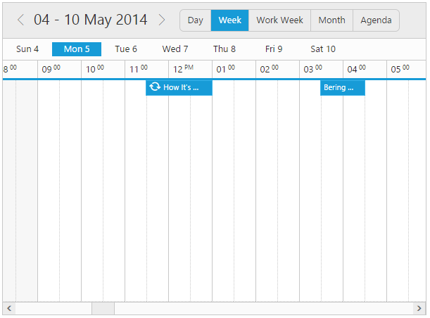 Scheduler orientation - Horizontal