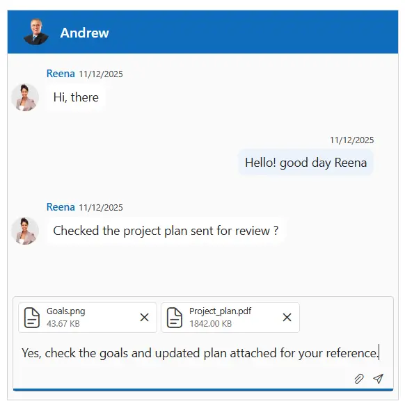 React Chat UI file attachments.