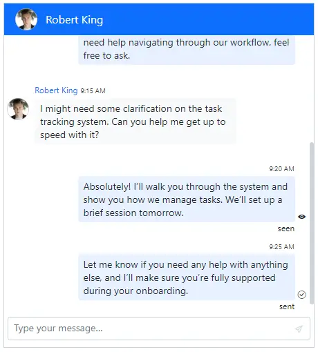 React Chat UI message status.