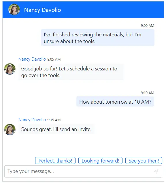 React Chat UI smart suggestions.