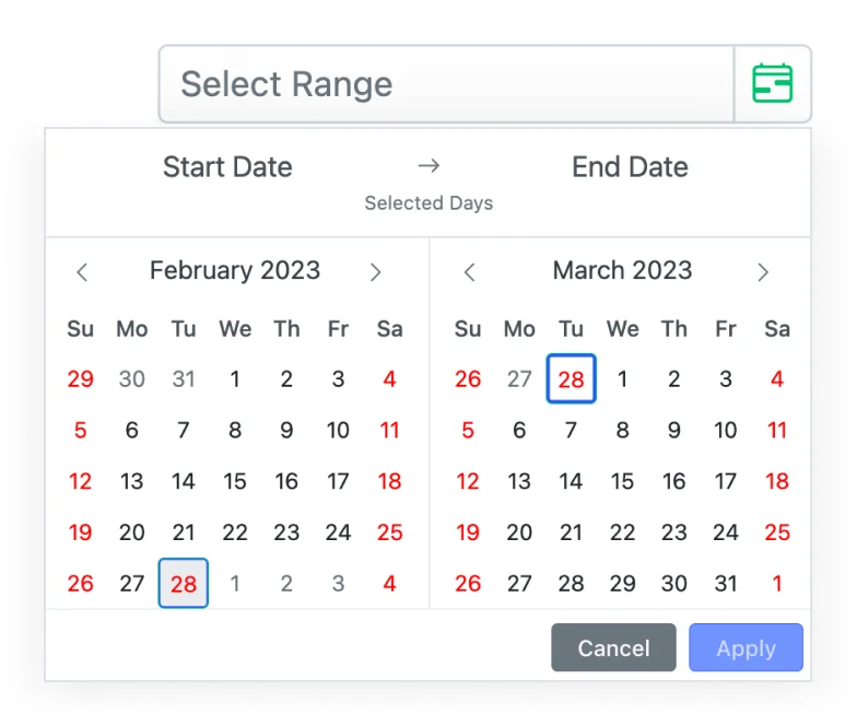 React Date Range Picker customization.