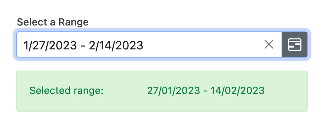 Date selection in React Range Picker.