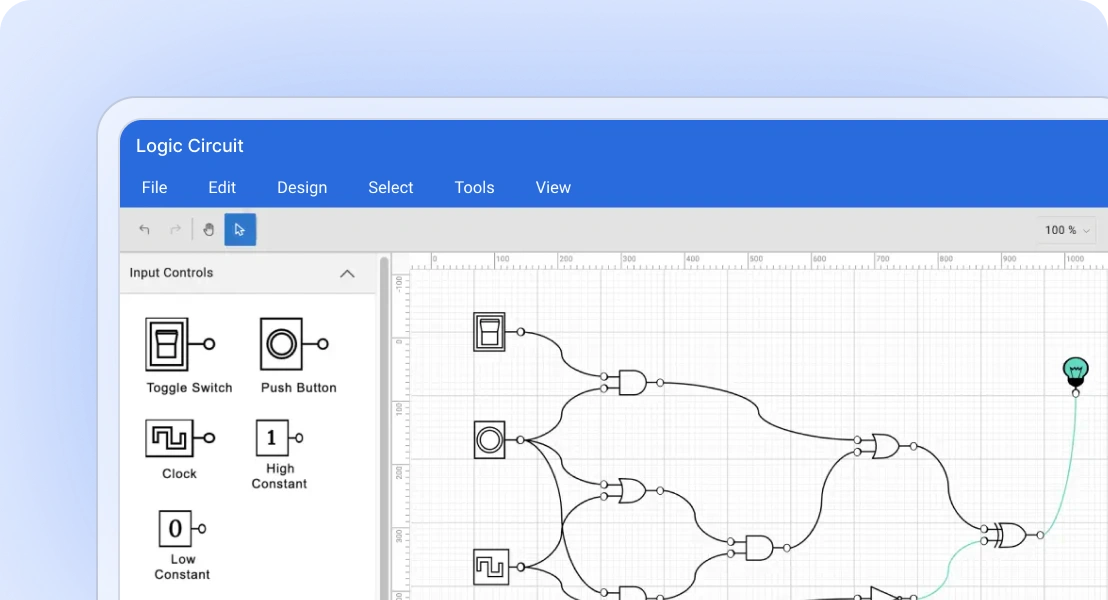 Responsive logic circuit designer in React Diagram.