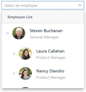 React Dropdown Tree with header template.