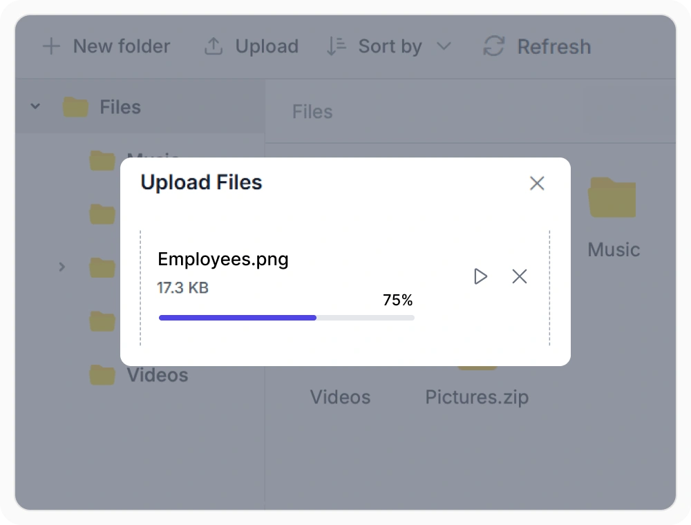 Chunk upload progress tracking in React File Manager