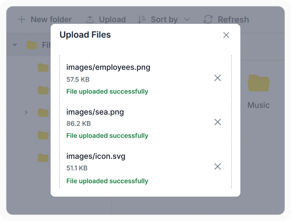 Directory upload preserving folder hierarchy in React File Manager