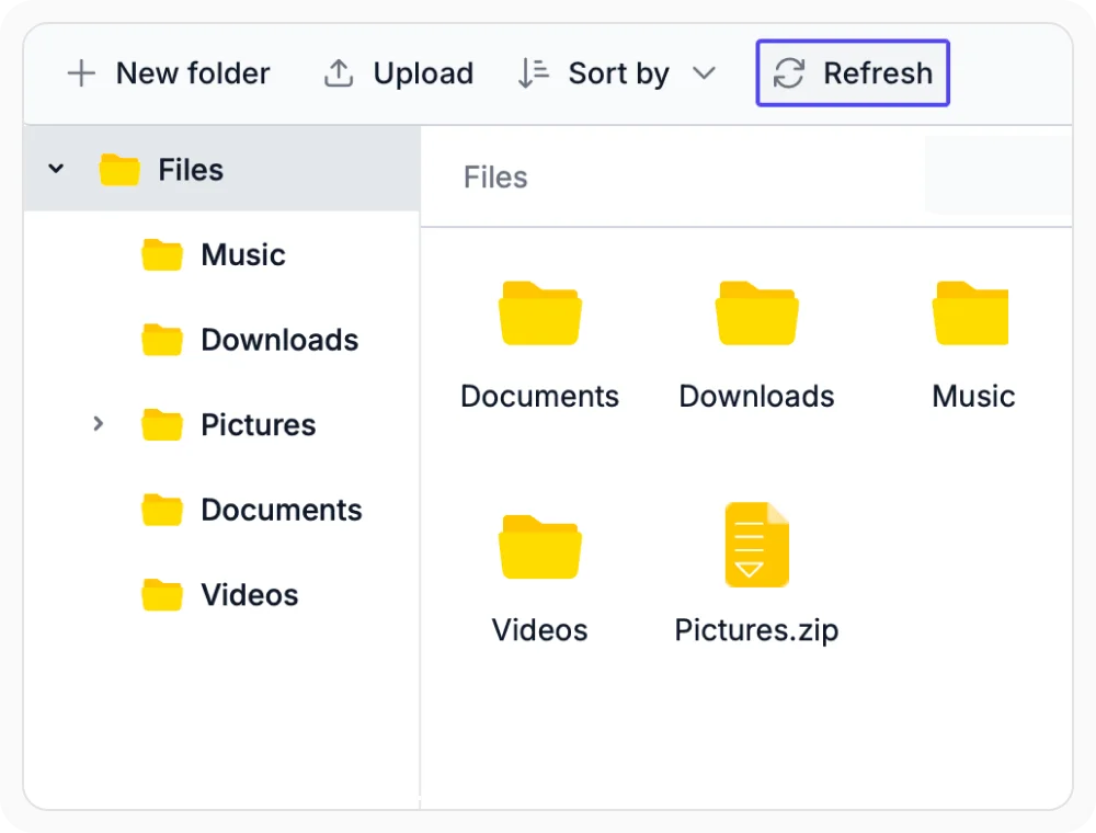 Refreshing and managing files in React File Manager