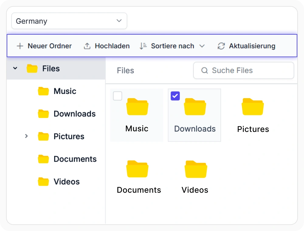 React File Manager showing translated text and culture-aware formatting
