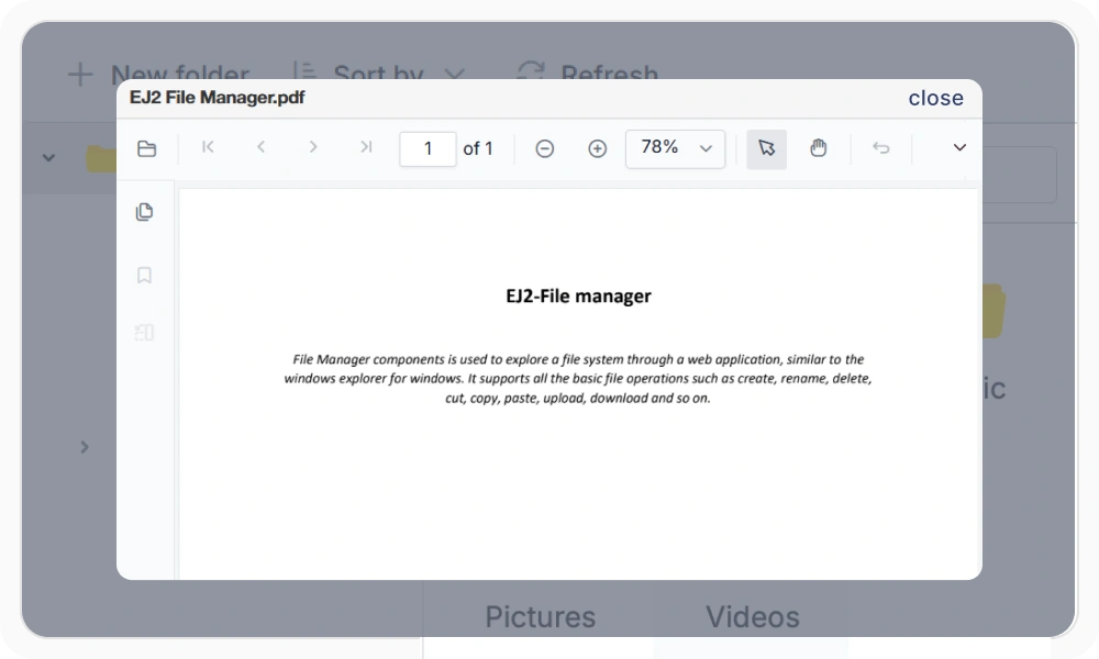 File preview in React File Manager.
